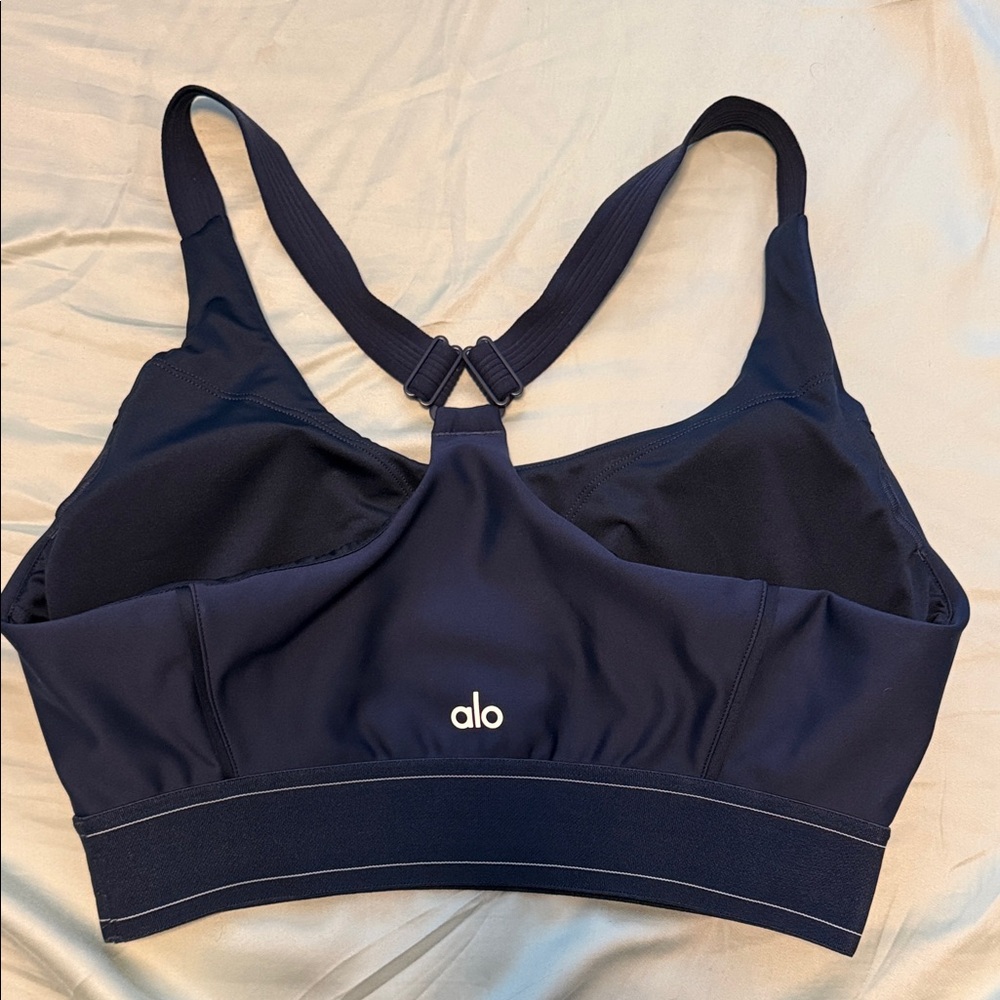 ALO Yoga Airlift Suit Up Set - Navy - Sports Bra & Leggings - Picture 3 of 8